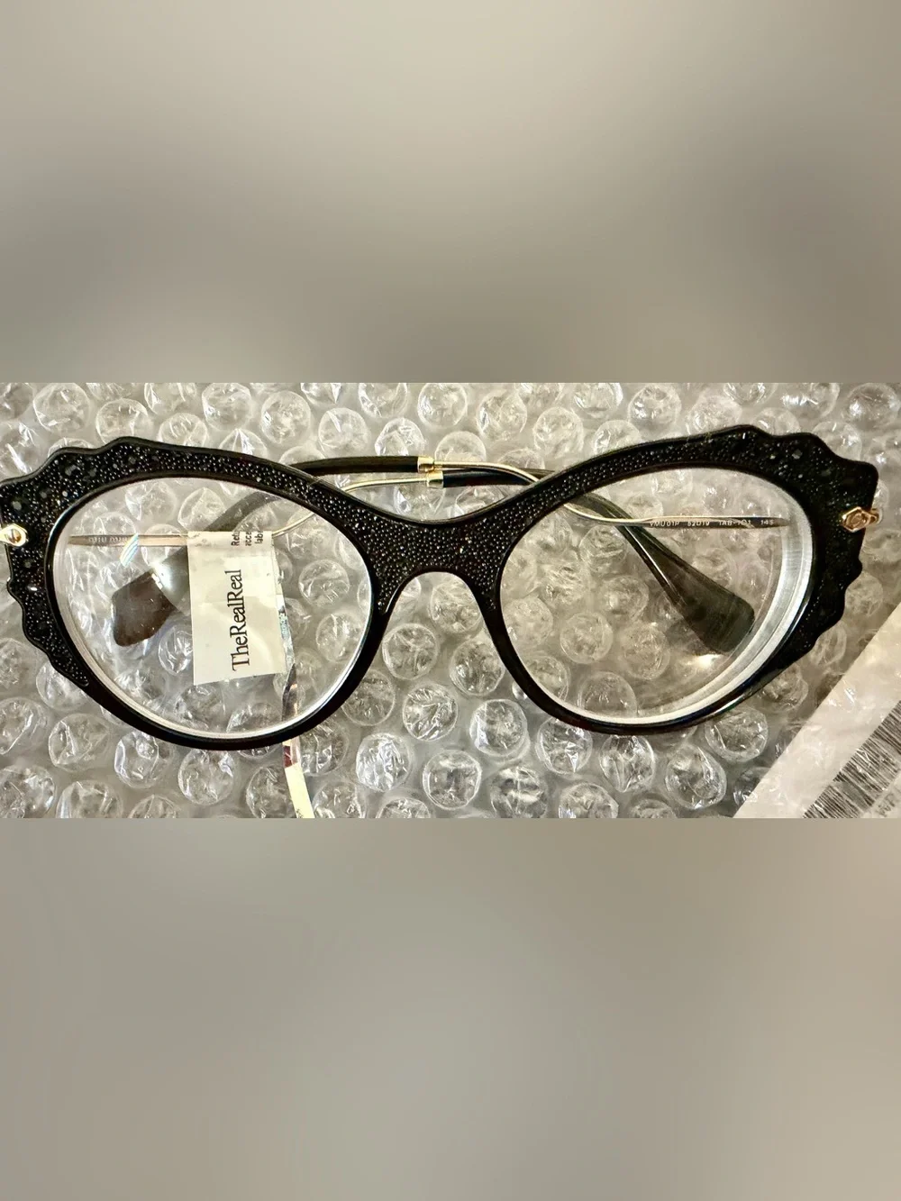 Miu Miu Black Decorative Cat-Eye Women's Glasses